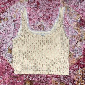 pacsun cute yellow floral tank top with bow